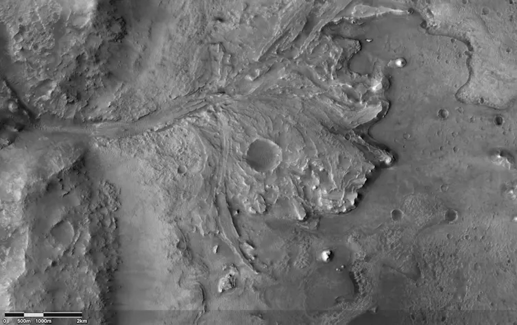 Photo noir et blanc du delta martien