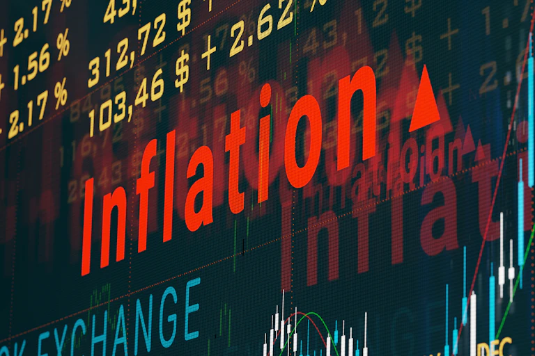Image de bourse avec le mot d'inflation.