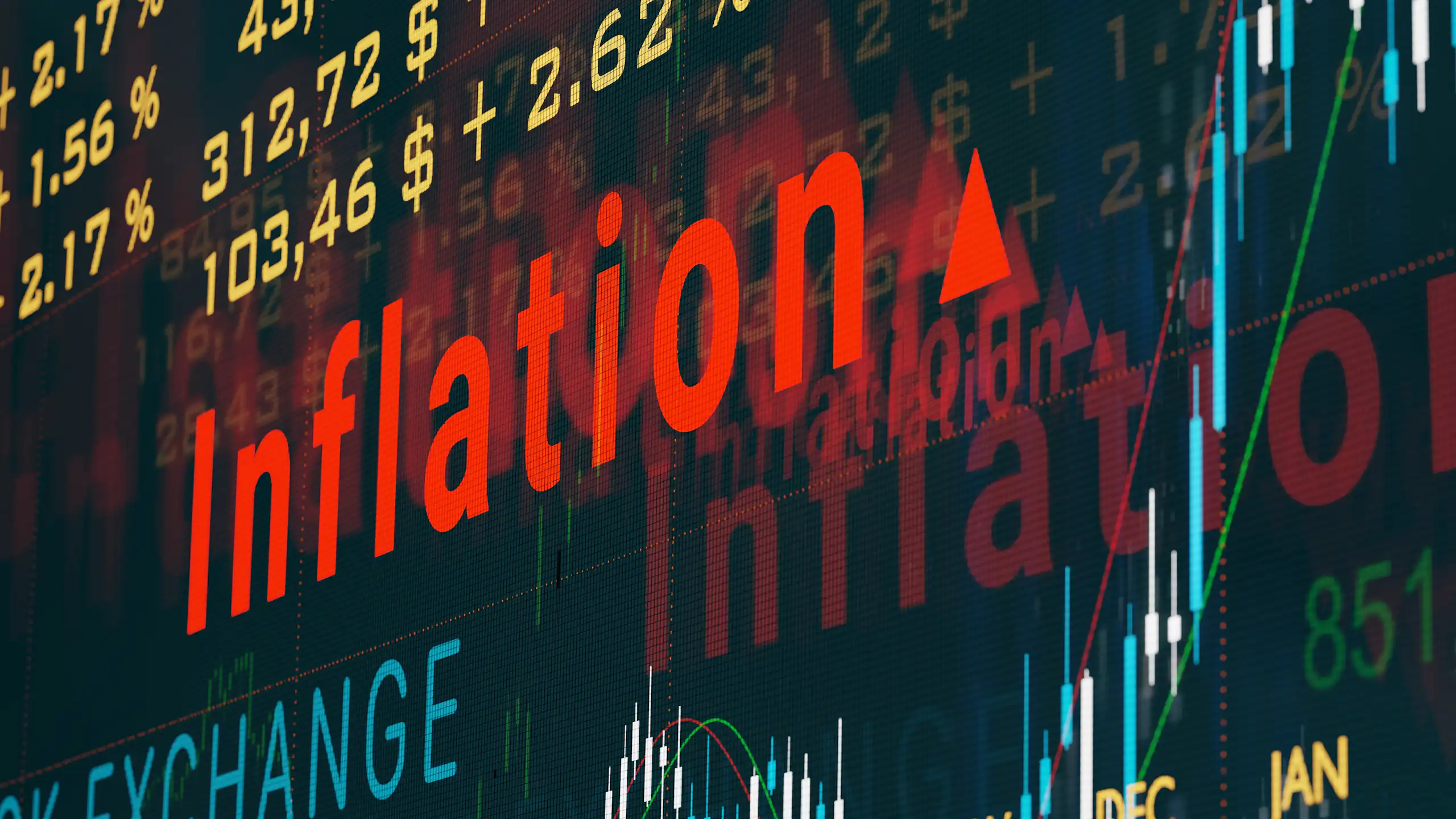 Image de bourse avec le mot d'inflation.