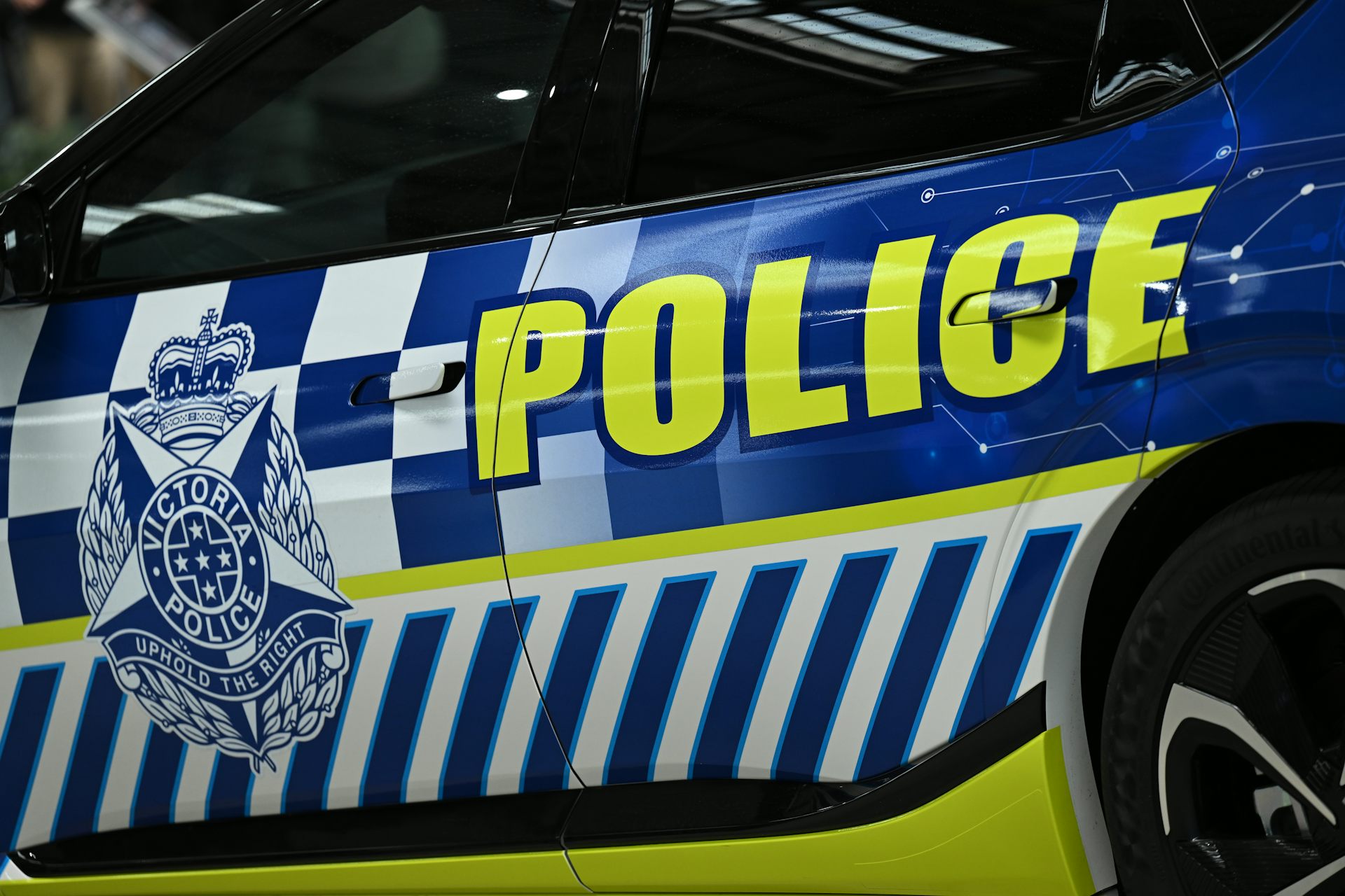 A close up of a Victoria Police highway patrol car