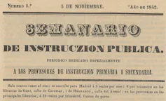 Cabeceras de las revistas El Clamor del Magisterio y Semanario de Instruczion Pública, unos de los foros de debate sobre la reforma ortográfica española en el siglo XIX.