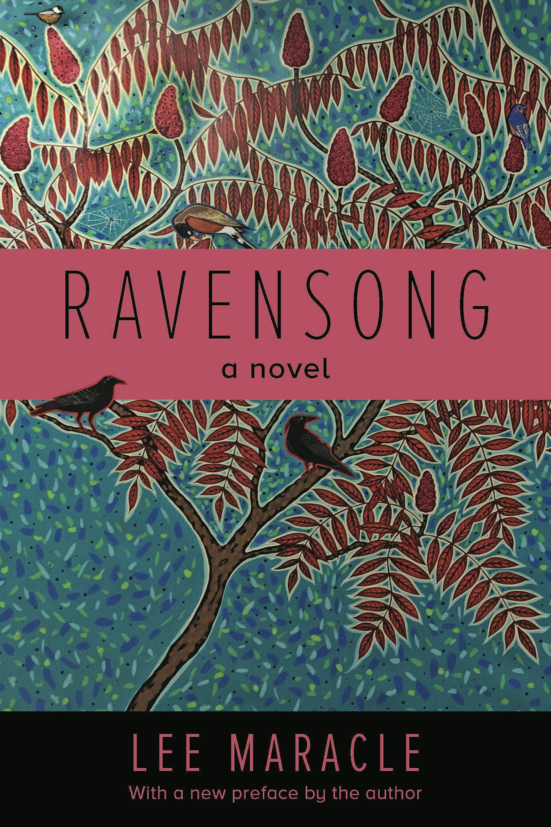 La portada del libro titulado Ravensons muestra imágenes de pájaros en ramas.