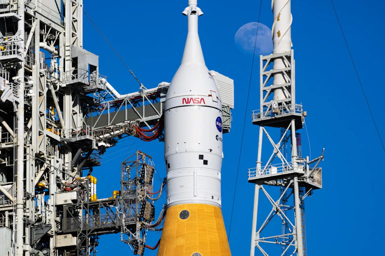 The Space Launch System and Orion spacecraft.