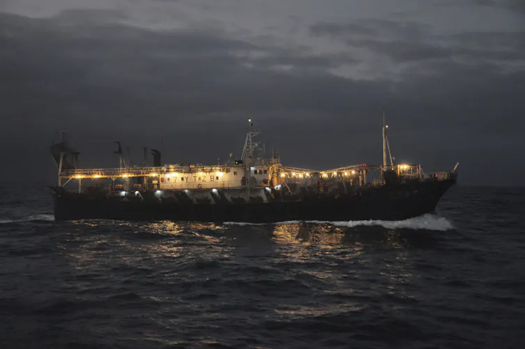 A large ship at sea