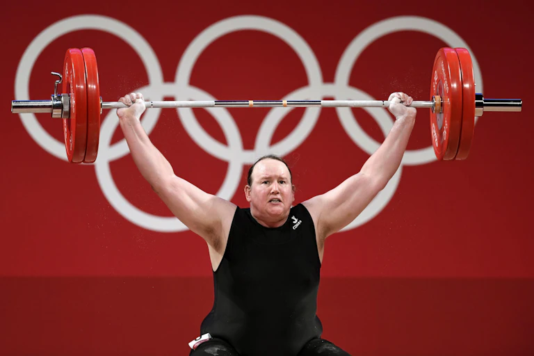 New Zealand's Laurel Hubbard competes at the Tokyo Olympics.