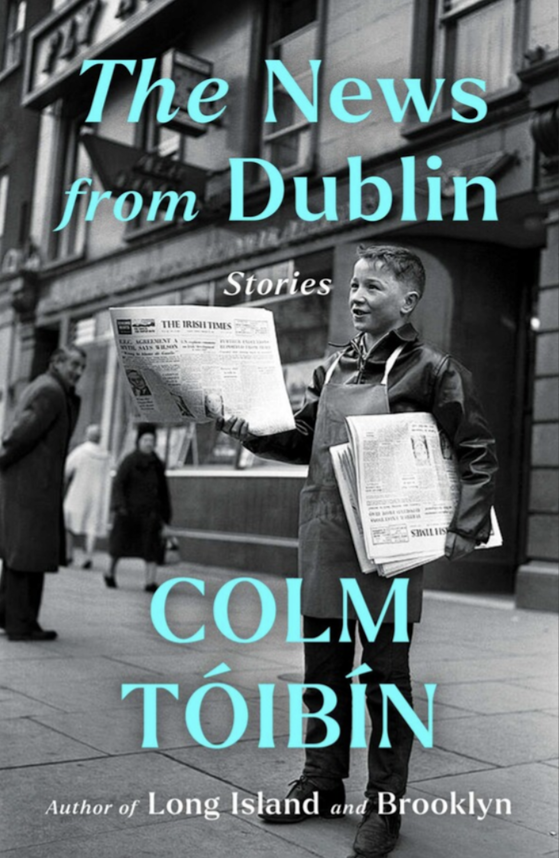 A book cover showing a black and white photograph of young boy in the 1950s selling newspapers.