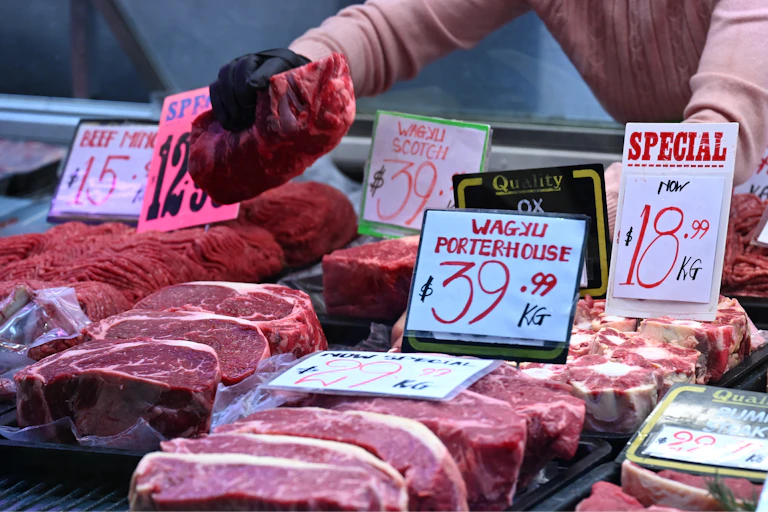 Produce at a butchers store in Melbourne