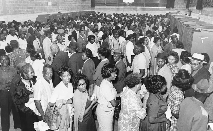 Hundreds of Black people wait to vote