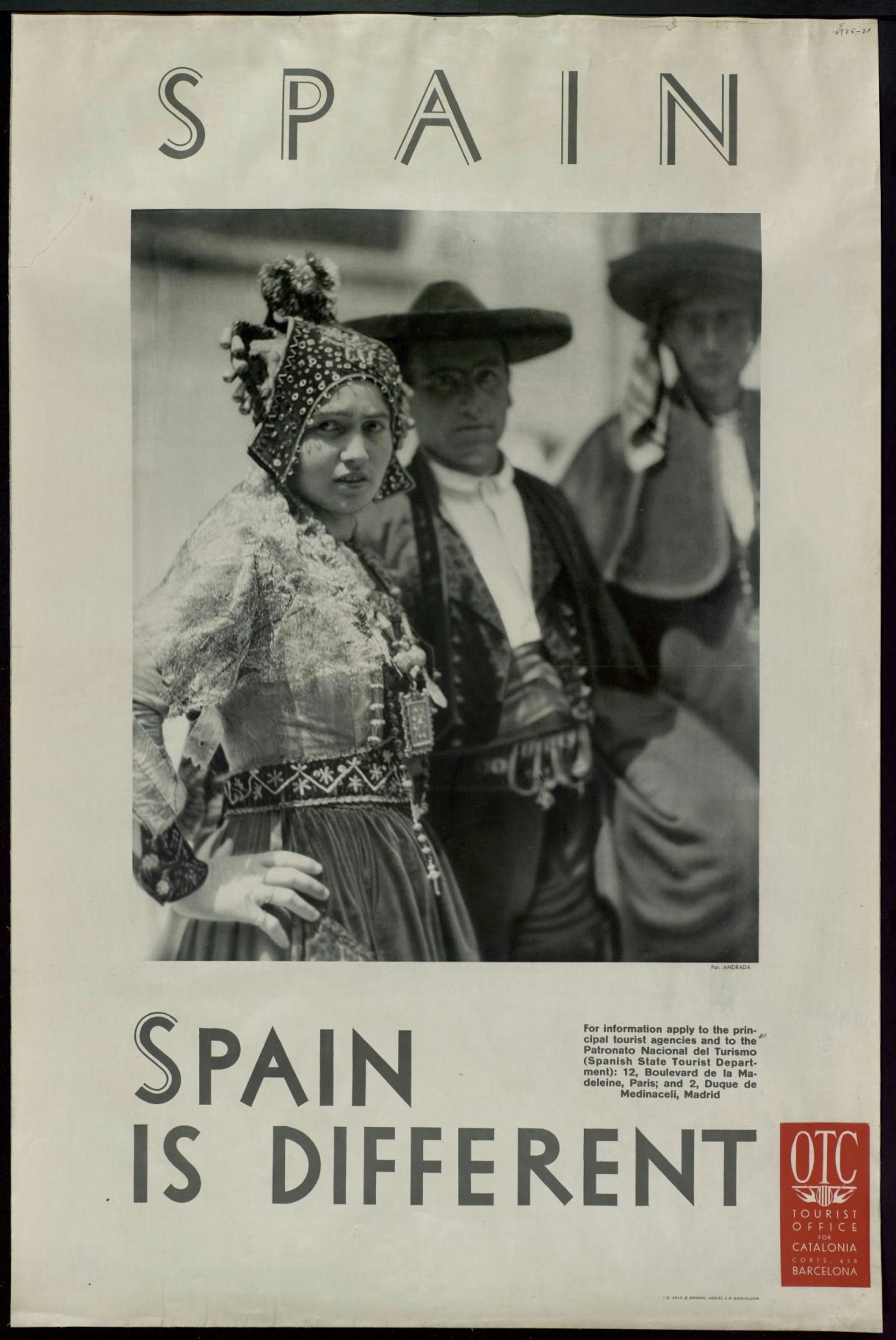 Photo of a woman on a sign showing that Spain is different.