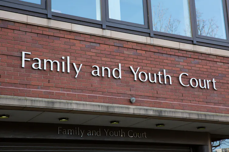 Exterior of a building with the sign Family and Youth Court