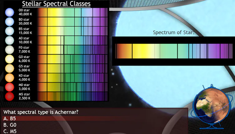 Una imagen fija de un videojuego muestra una gama de colores en el espectro.
