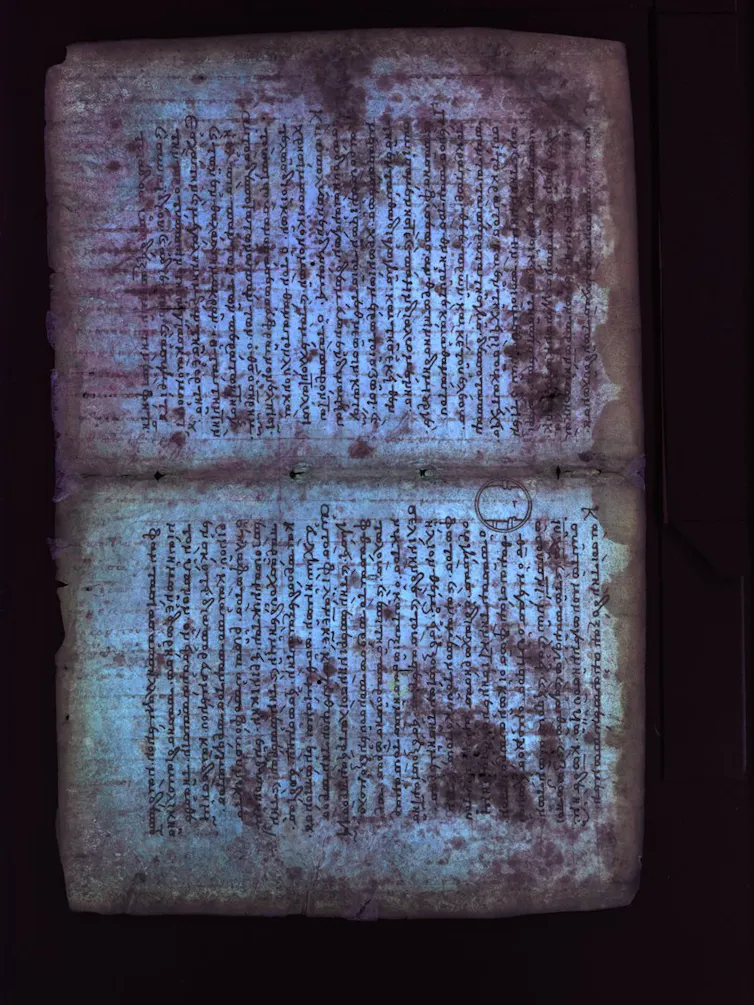 Une page du palimpseste d’Archimède