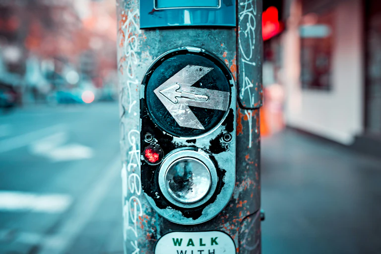 A pedestrian crossing button.