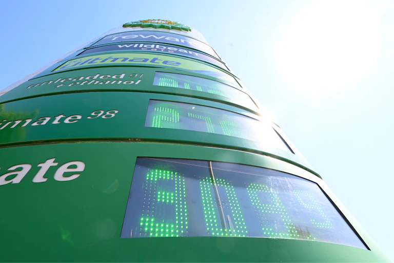 close up of petrol price signs.