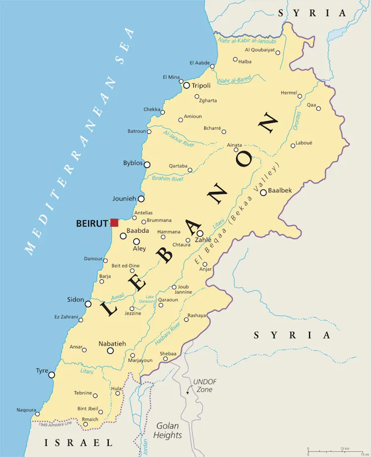 Une carte du Liban