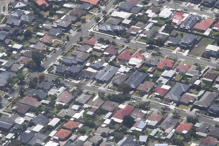 Aerial view of houses in Melbourne