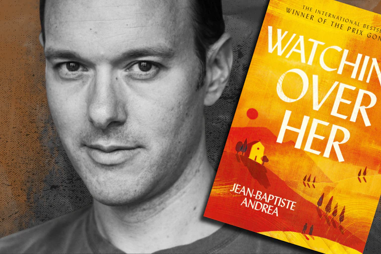 a smiling man and a book cover