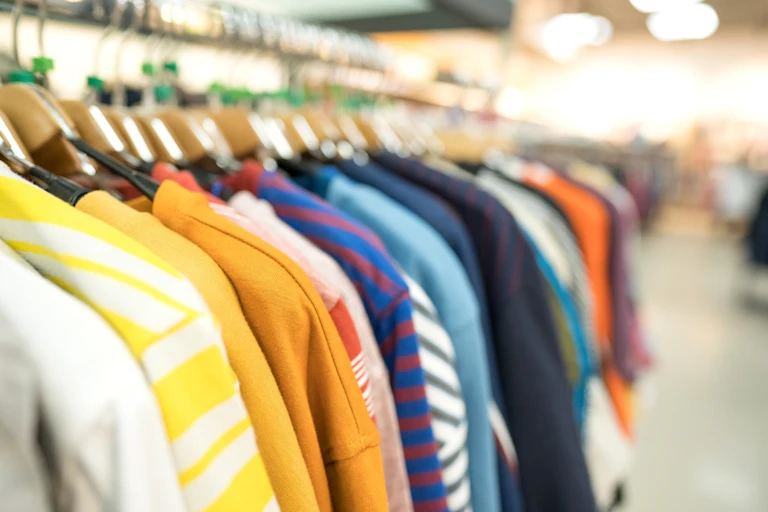 A rack of clothes.