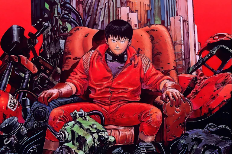 Anime drawing of a man sat on a throne made of trash.
