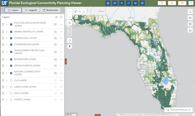 Cómo una nueva herramienta cartográfica está ayudando a los planificadores de Florida a proteger los corredores de vida silvestre a medida que el estado crece 1 captura de pantalla de la herramienta de mapeo EcoCon