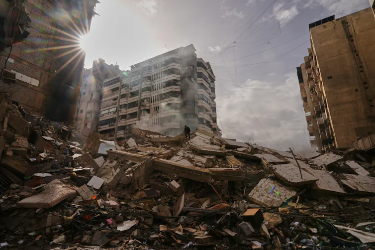A pile of building rubble from an airstrike.