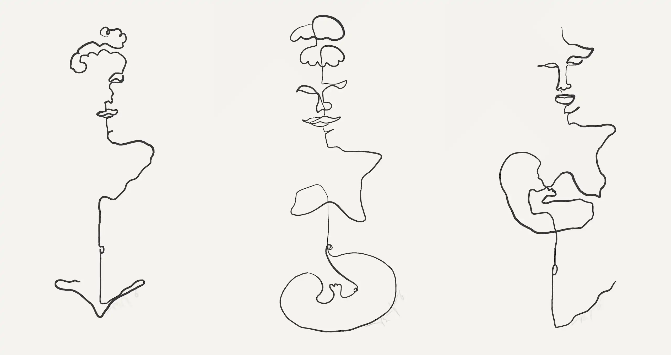 Ilustrações em traço simples que retratam a maternidade.