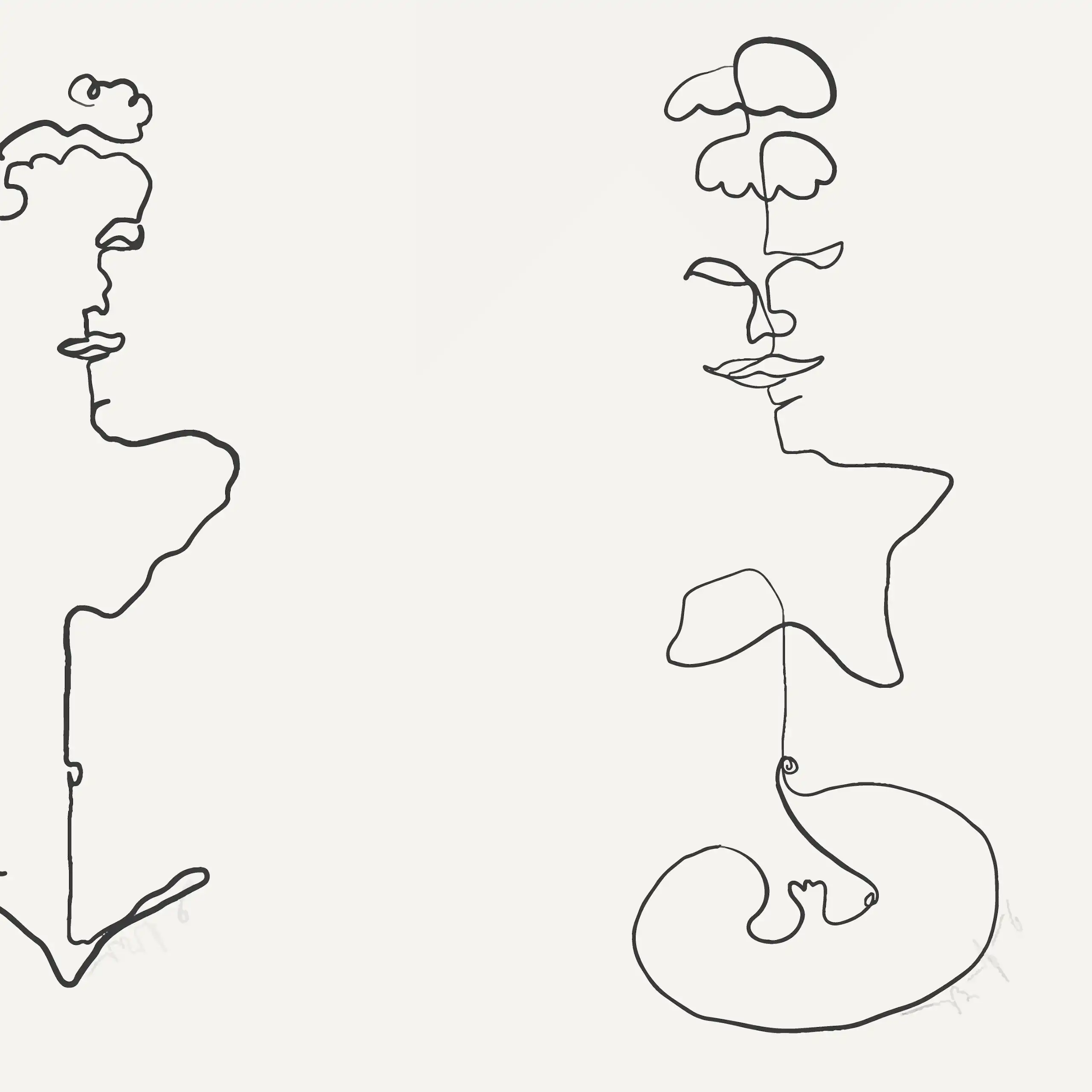 Ilustrações em traço simples que retratam a maternidade.