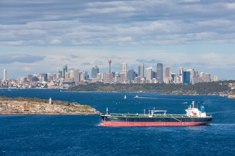 oil tanker at Sydney harbour heads.