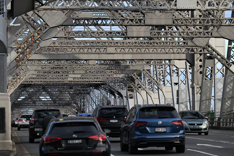 Cars driving over Brisbane's Story bridge