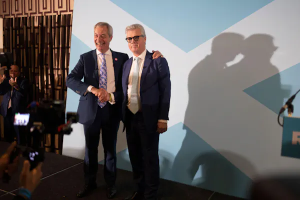 Malcolm Offord and Nigel Farage pose for photo op