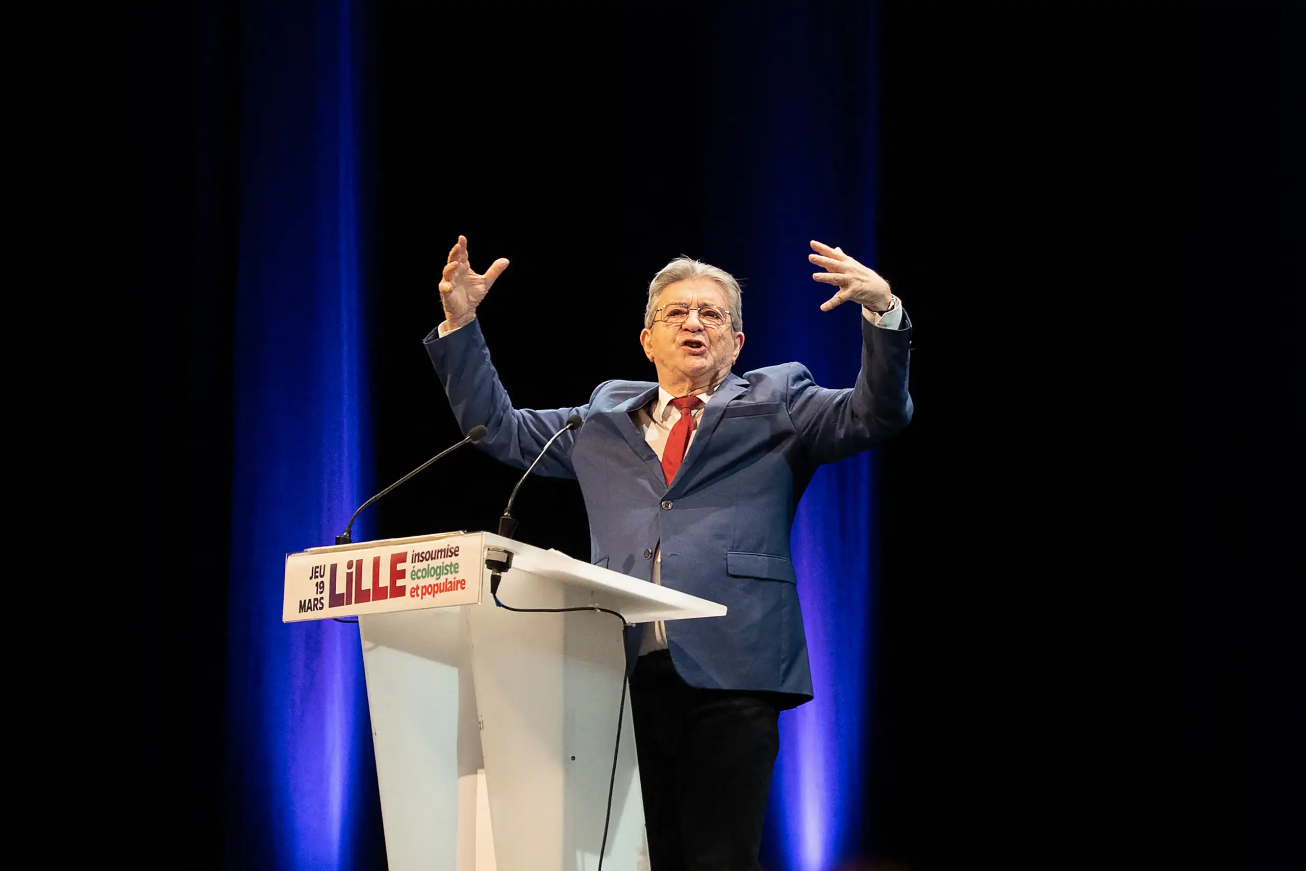 Jean-Luc Mélenchon, en tribune.