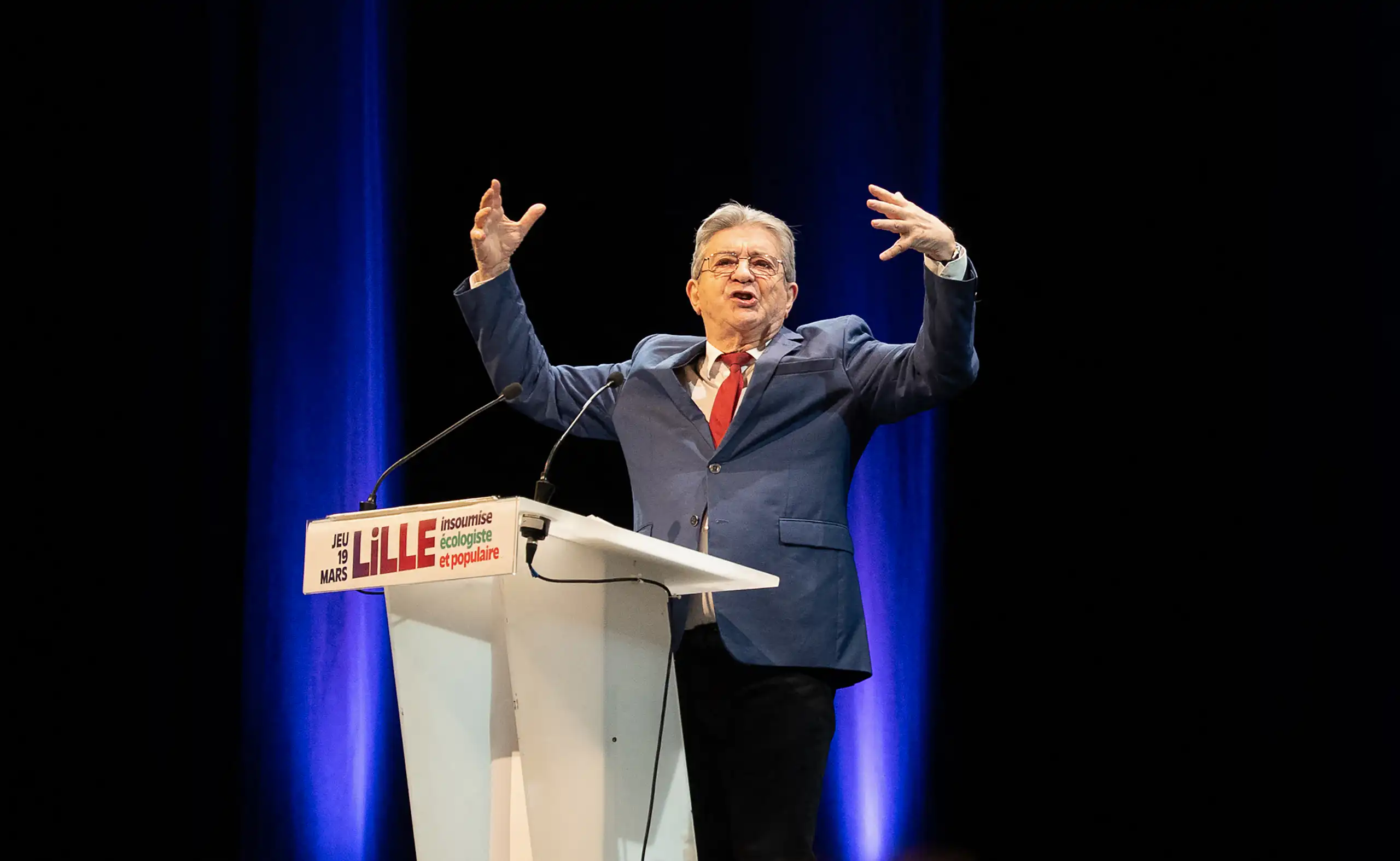 Jean-Luc Mélenchon, en tribune.