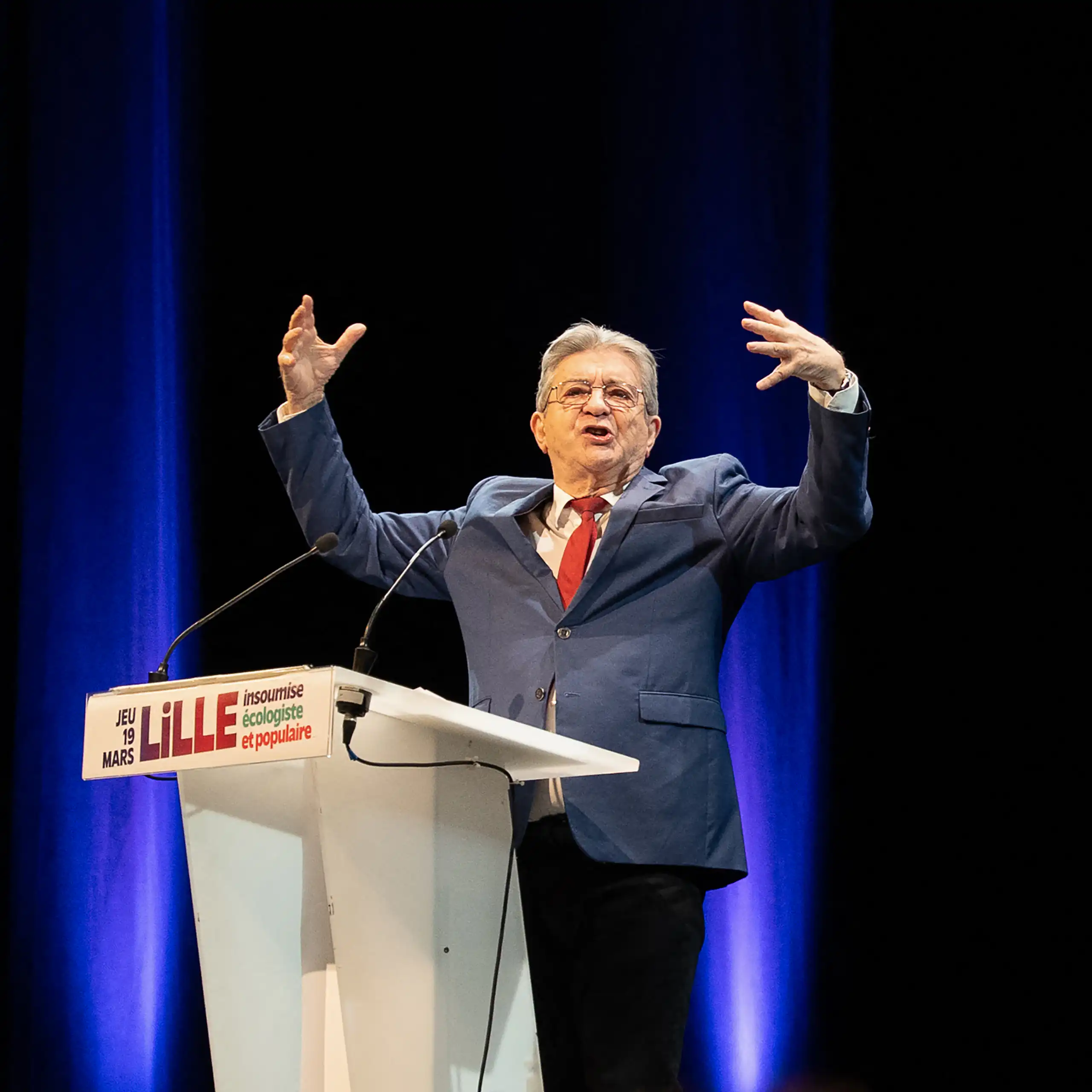 Jean-Luc Mélenchon, en tribune.