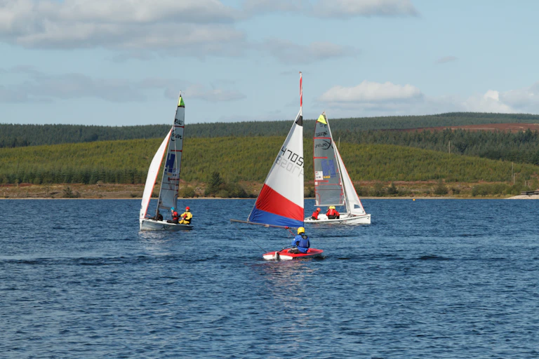 Boats on a lake in Wales.