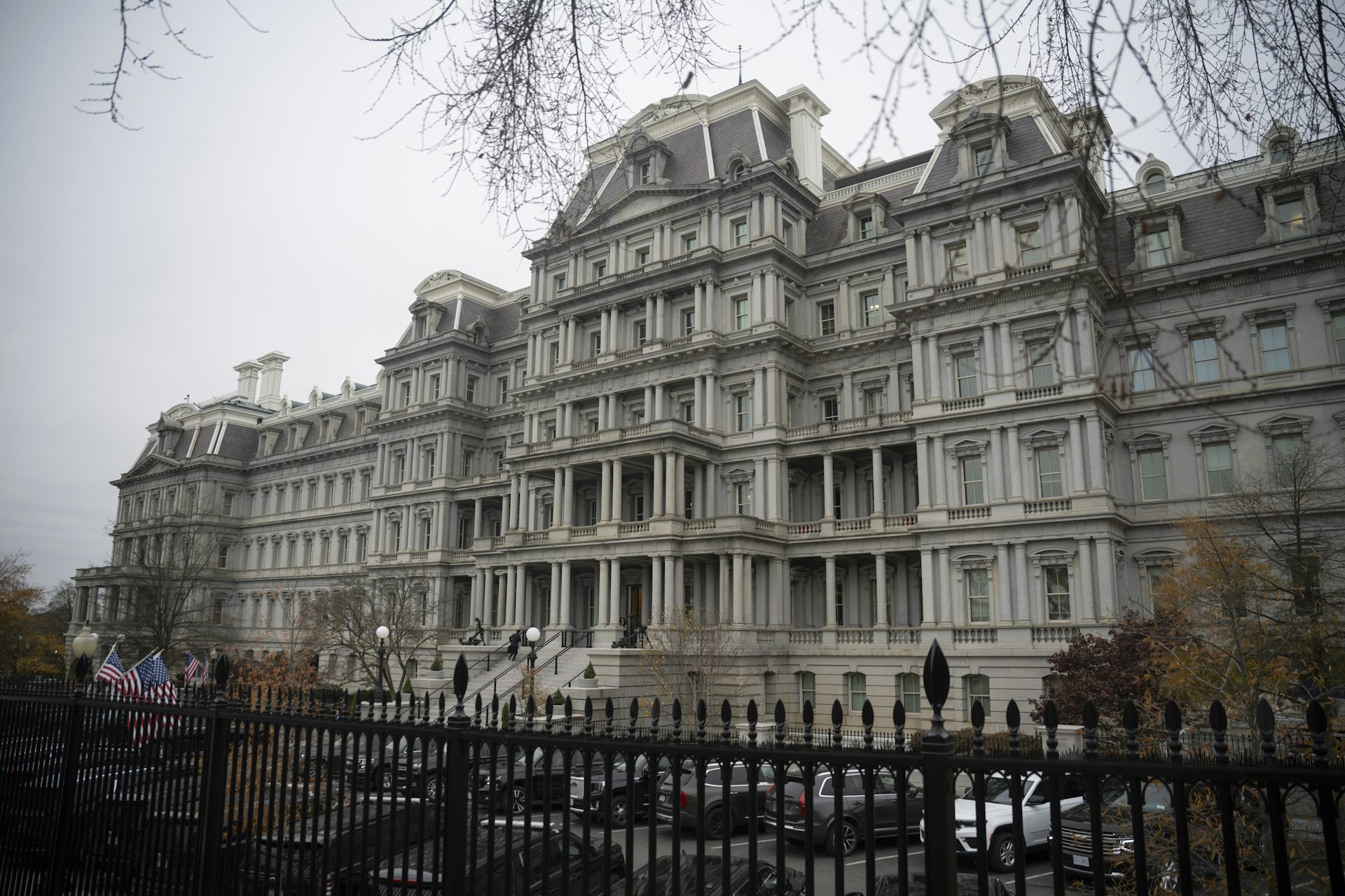 Stately, ornate, granite building.