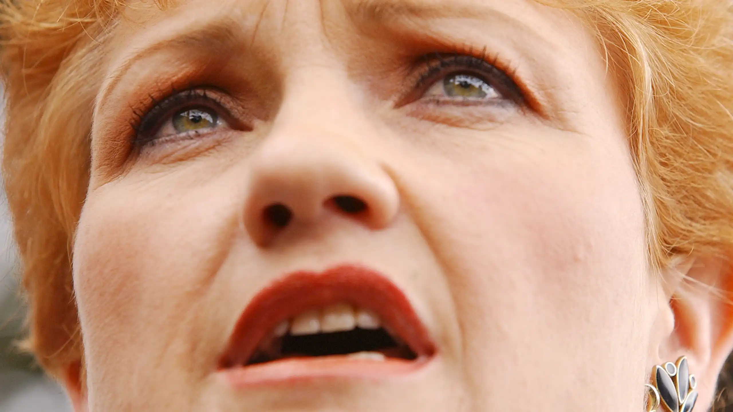 alt:Pauline Hanson looking frantic