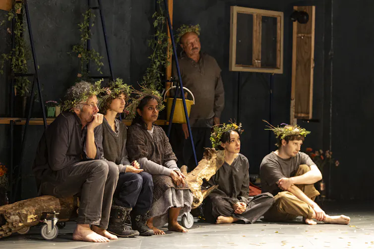The cast on stage.