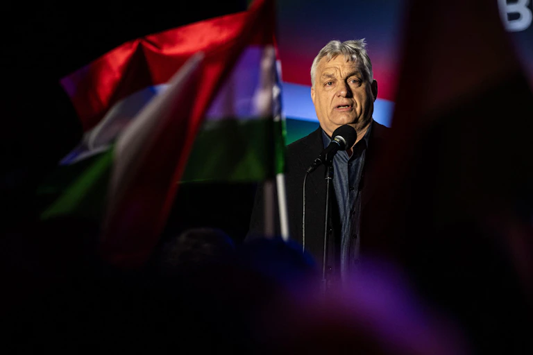 Viktor Orbán at a rally.
