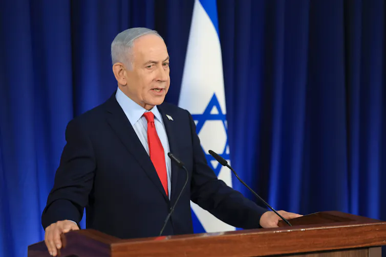 Benjamin Netanyahu speaks during a press conference in Jerusalem.