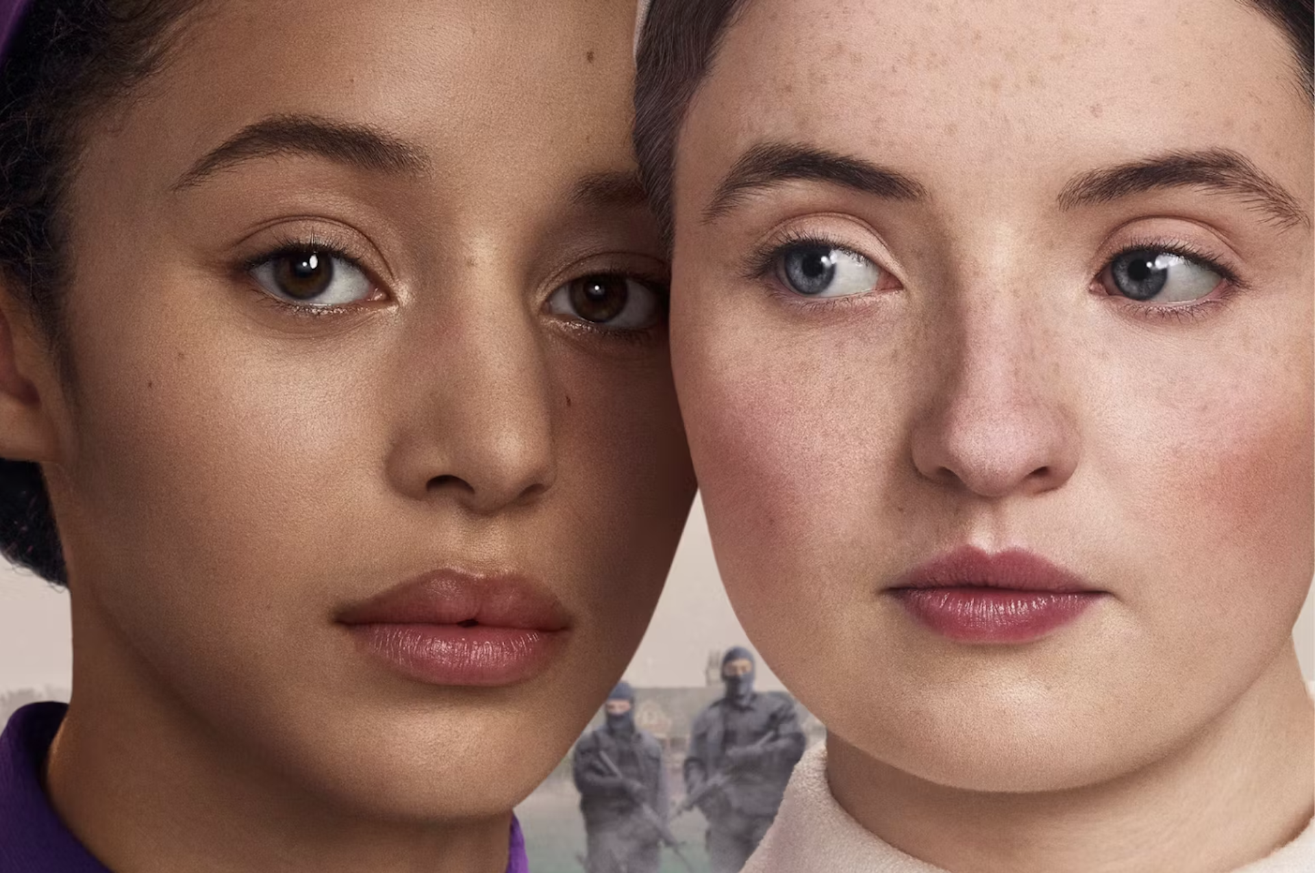 Two young women's faces in close up.