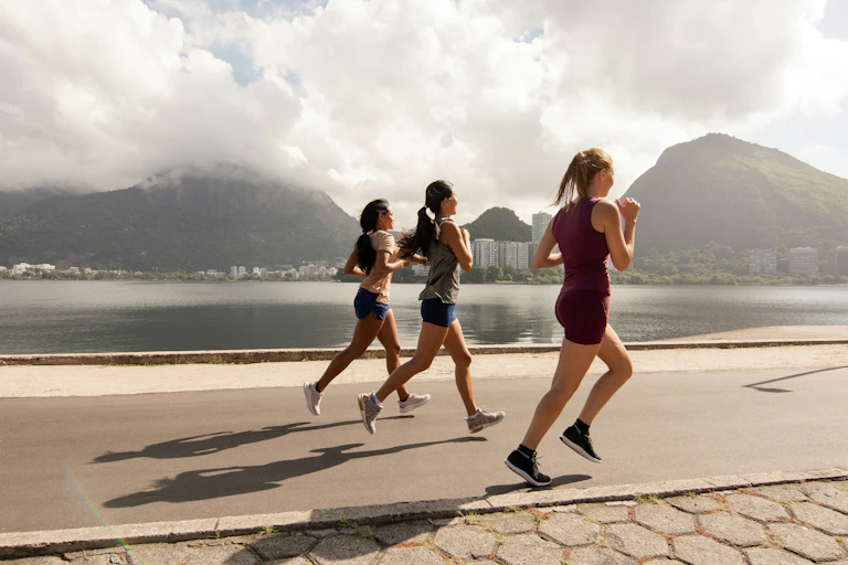 three women jogging