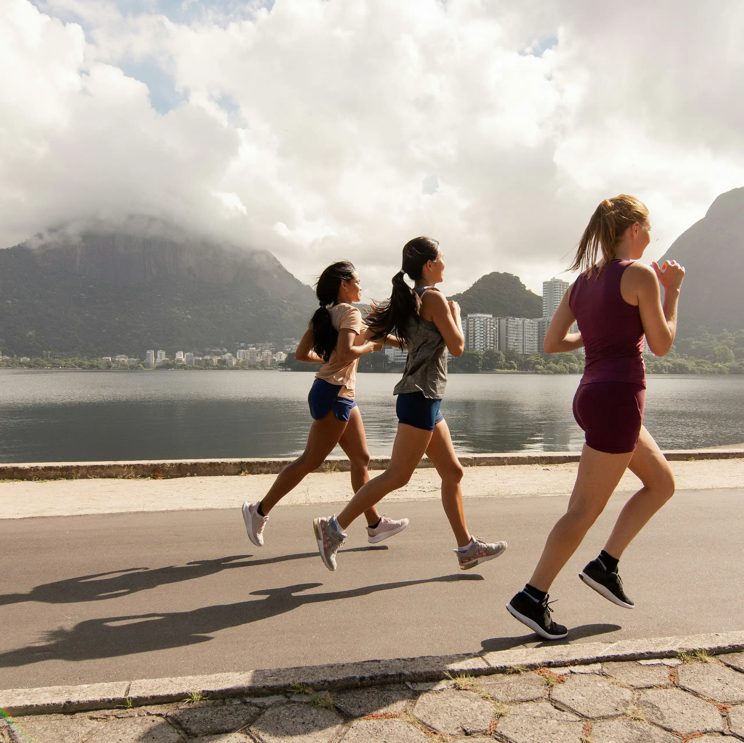 three women jogging