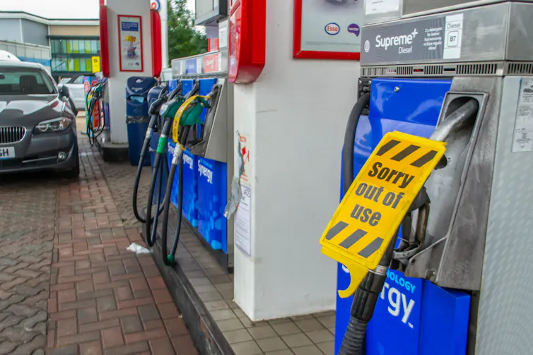 closed fuel pumps at petrol station