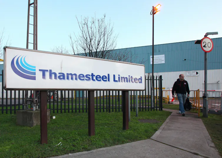 A sign at the entrance to the Thamesteel site in Sheerness, Kent, as a total of 350 jobs are to be lost after the steelmaker went into administration.