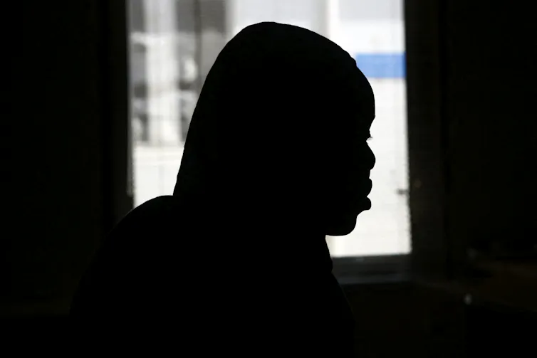 The silhouette of a woman's head