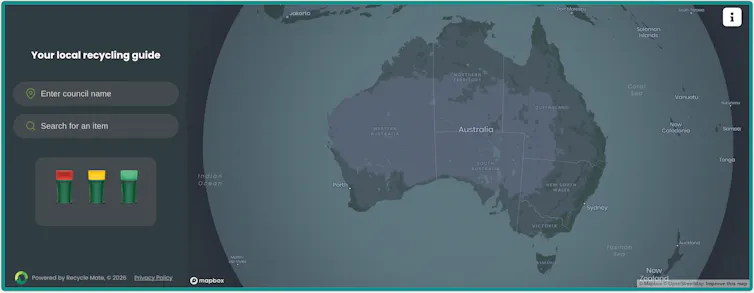A screenshot of the Australasian Recycling Label's check locally feature.
