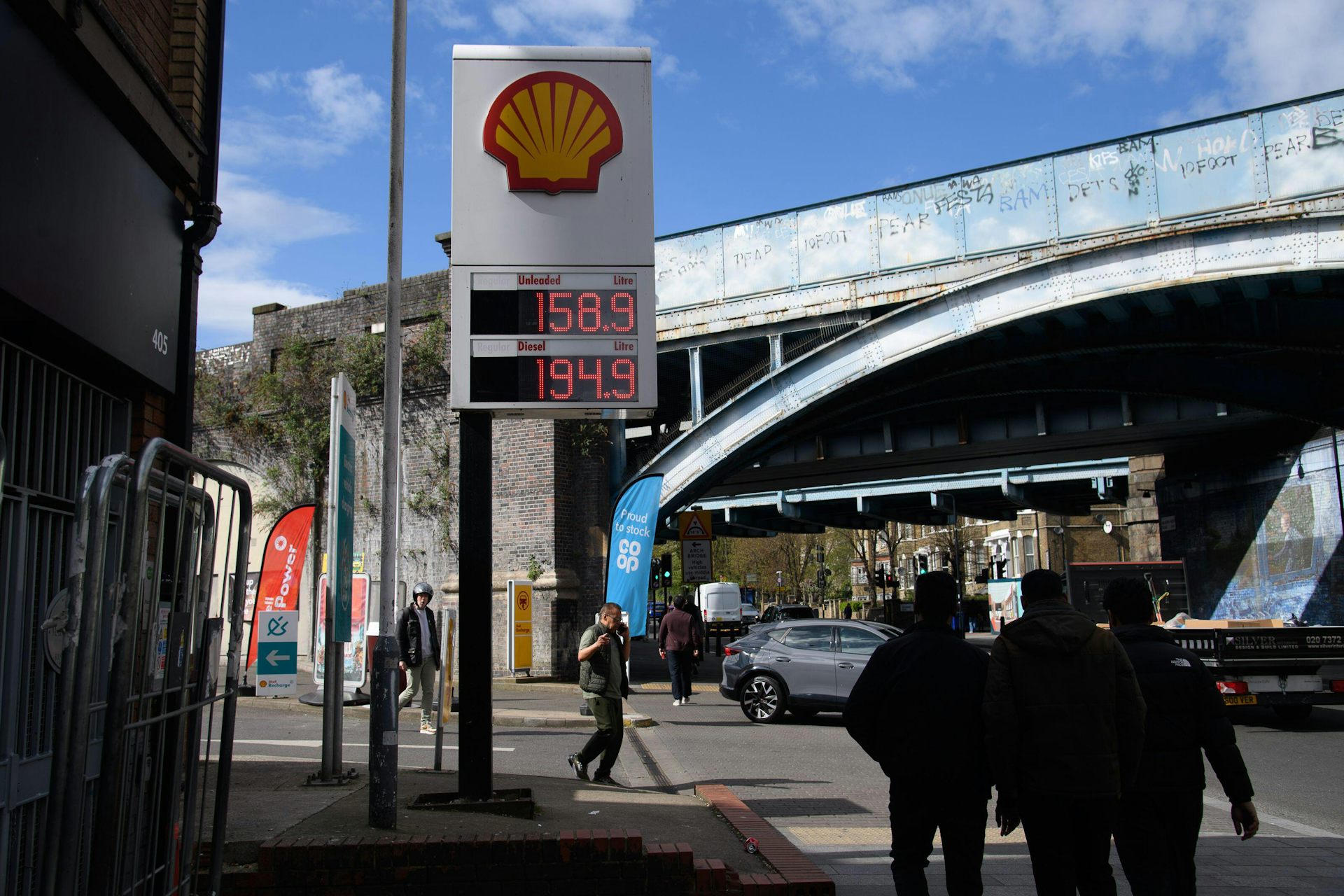 PIcture of a London petrol station highlighting rising petrol prices.