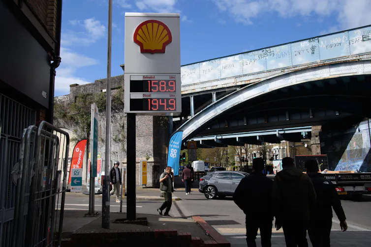 PIcture of a London petrol station highlighting rising petrol prices.