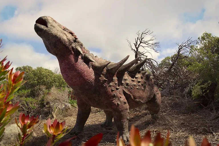 Imagen de un dinosaurio en la nueva serie homónima.