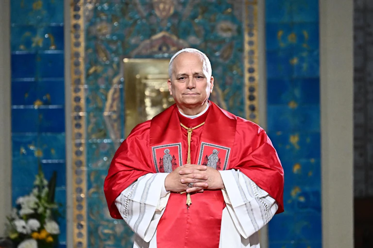 Leo XIV presides over a service in a church in Algeria